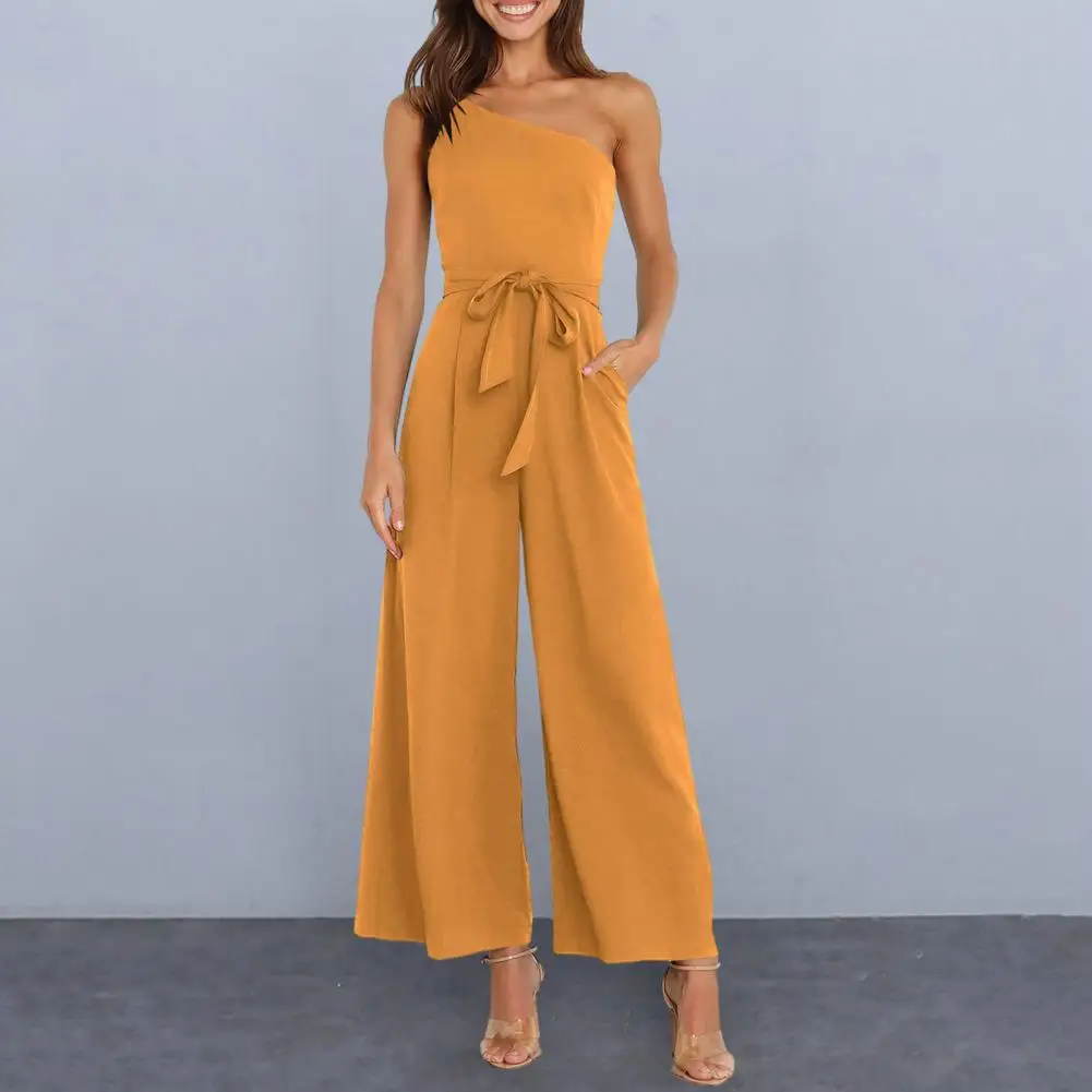 Solid Color Jumpsuit Stylish Women's Lace-up Jumpsuit Slim Waist Off-shoulder Wide-leg Pants for Spring Summer Fashion Women
Solid Color Jumpsuit Stylish Women's Lace-up Jumpsuit Slim Waist Off-shoulder Wide-leg Pants for Spring Summer Fashion Women