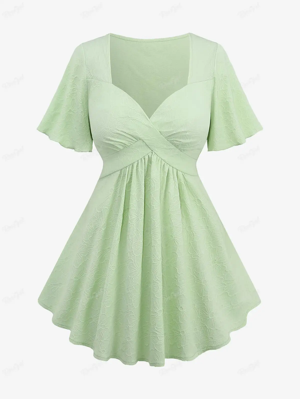 

Женская Повседневная Однотонная рубашка ROSEGAL, жаккардовая блузка с оборками и цветочным принтом, повседневные топы с коротким рукавом для весны и лета