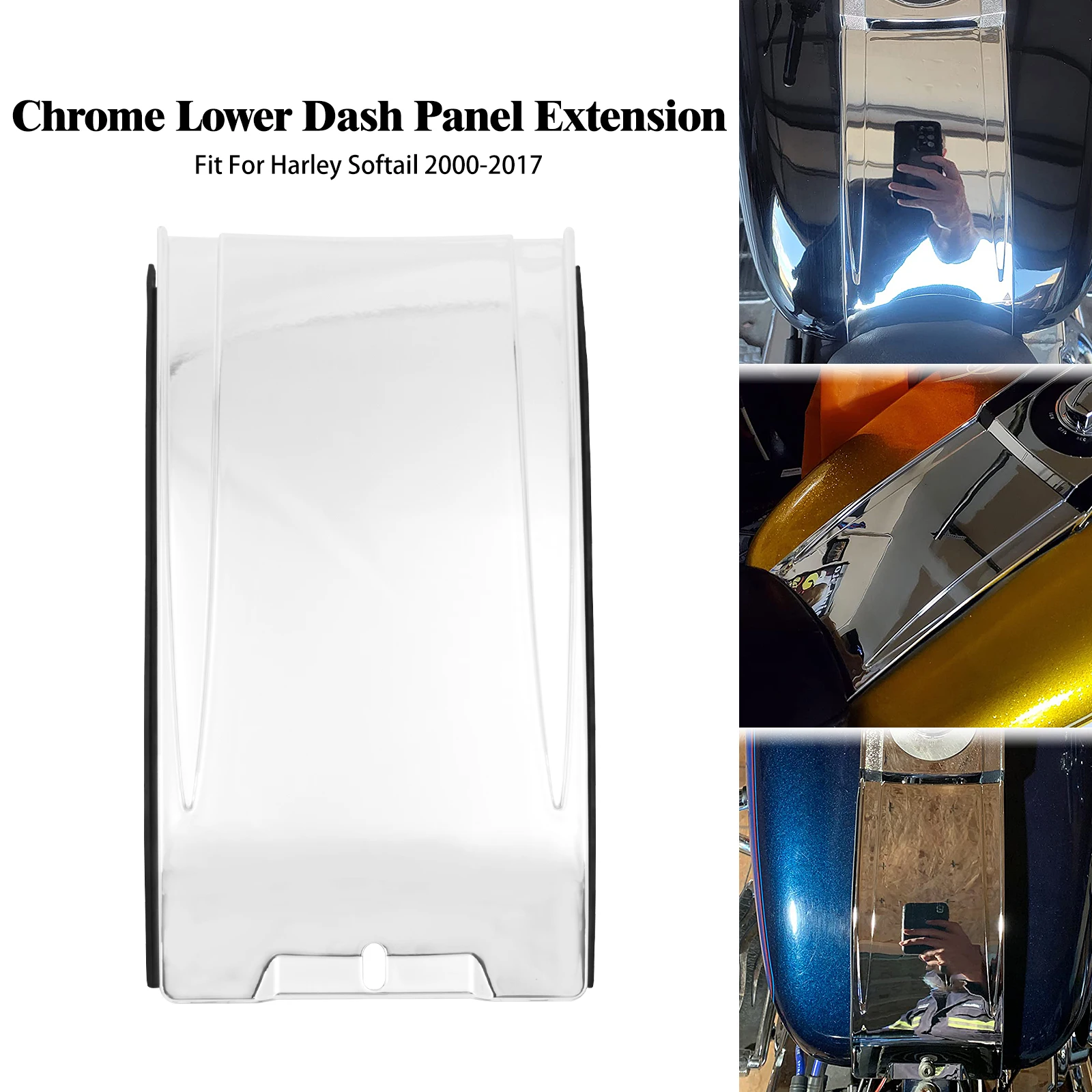 

Motorcycle Lower Dash Panel Extension Board Chrome For Harley Softail Fat Boy Standard FLSTFB Night Train Springer FXST 2000-17