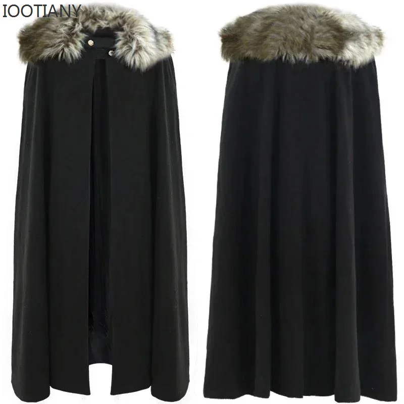 

Winter Fur Collar Pirate Cosplay Cape Men's Medieval Coat Cloak Larp Viking Renaissan Women Halloween Gothic Steampunk Costume