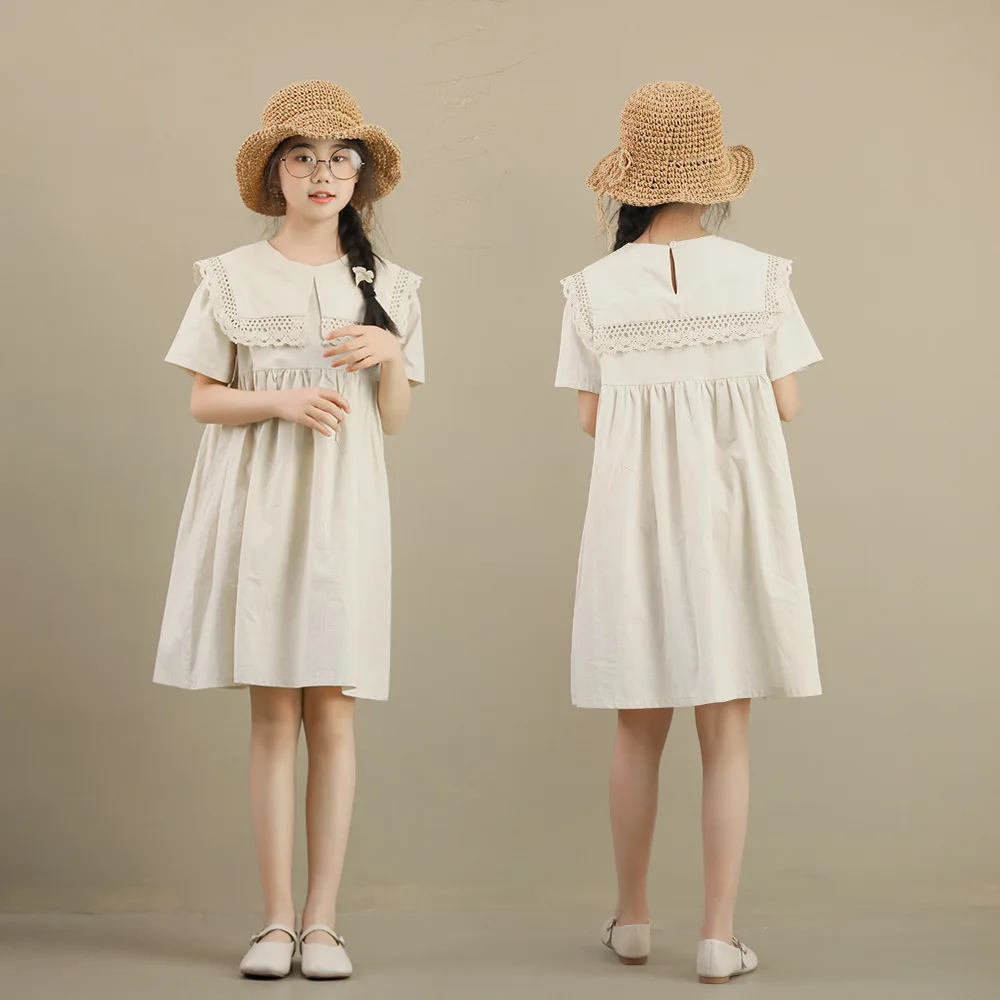 Children's Clothing From 6 to 12 Years Summer Teens Elegant Khaki Cotton Dresses 2023 Japan Style Clothes
Children's Clothing From 6 to 12 Years Summer Teens Elegant Khaki Cotton Dresses 2023 Japan Style Clothes