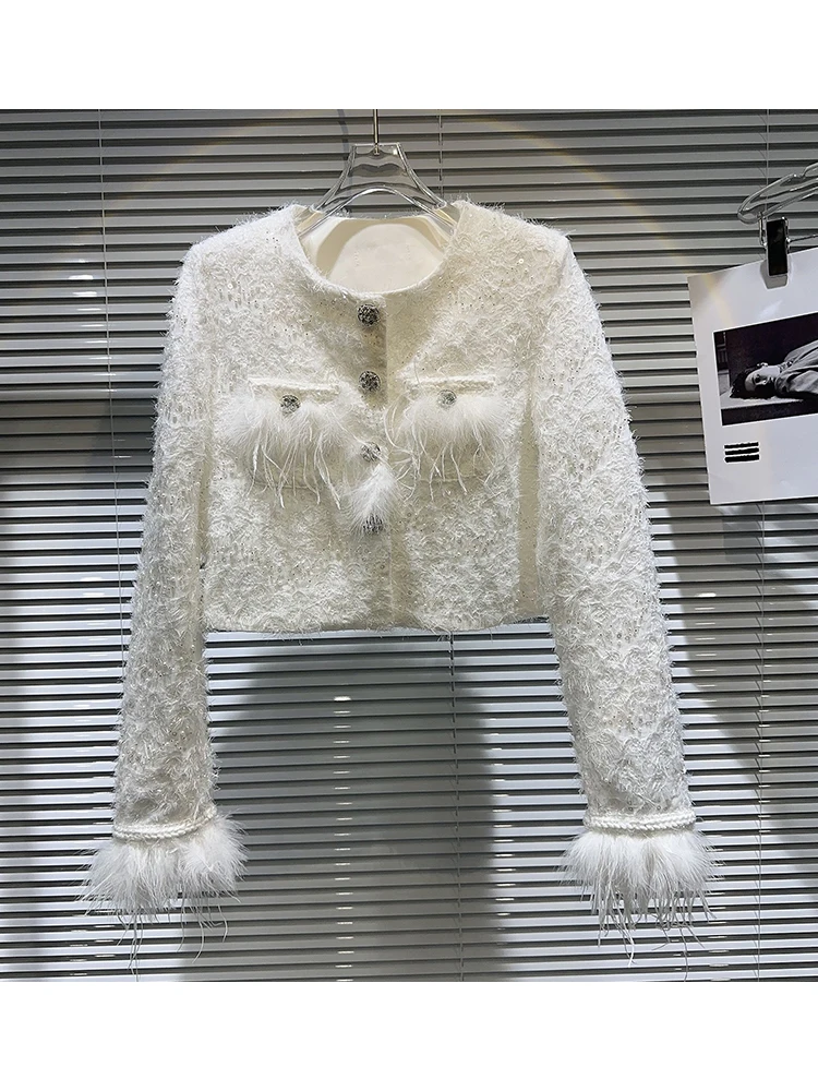 HIGH STREET 2023 Newest Designer Stylish Jacket Women's Sequin Plush Ostrich Hair Pocket Short Jacket
HIGH STREET 2023 Newest Designer Stylish Jacket Women's Sequin Plush Ostrich Hair Pocket Short Jacket