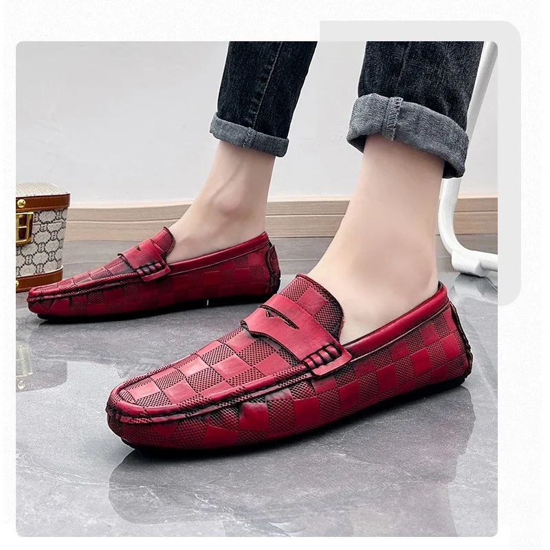 

Genuine Leather Doug Shoes Men's New First Layer Cowhide Breathable Casual Leather Shoes All-Match Slip-on Lazy Shoes Driving Sh