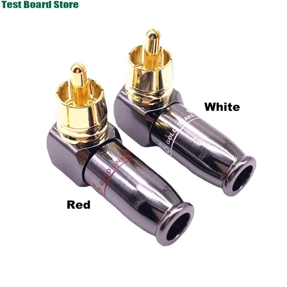 

1Pce 90 ° Snake King RCA Copper Plated Lotus Elbow L-shaped Right Angle RCA Welding Elbow Audio Video Connector