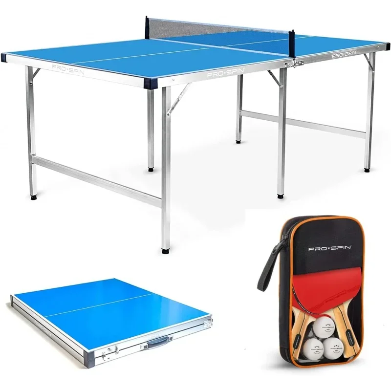 

Pro-spin midsize ping pong table | foldable | complete set with premium ping pong paddles & Balls | 100% pre-assembled | por