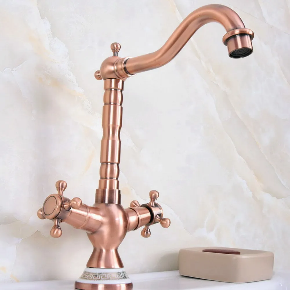 Antique Red Copper Dual Cross Handle Kitchen Faucet & Bathroom Swivel Spout Faucets Basin Mixer Vessel Sink Tap tnf619
Antique Red Copper Dual Cross Handle Kitchen Faucet & Bathroom Swivel Spout Faucets Basin Mixer Vessel Sink Tap tnf619