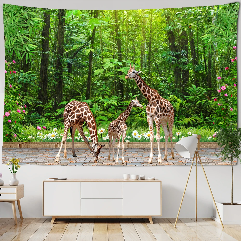 

Forest Animal 3d printing tapestry lion elephant wall hanging polyester fabric home decoration mandala bohemian wall decoration