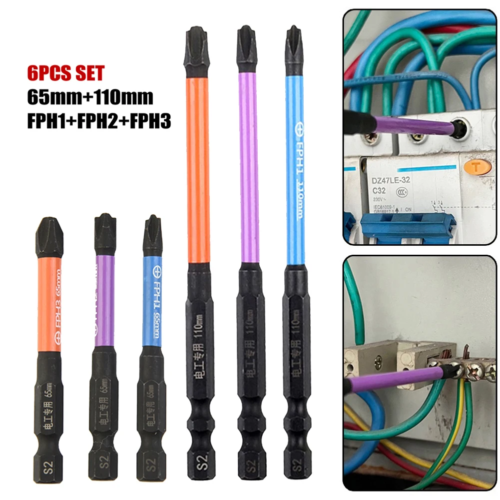 6Pcs FPH1 FPH2 FPH3 Special Slotted Cross Screwdriver Bit Magnetic Nutdrivers For Electrician Power Tool 65mm 110mm
6Pcs FPH1 FPH2 FPH3 Special Slotted Cross Screwdriver Bit Magnetic Nutdrivers For Electrician Power Tool 65mm 110mm