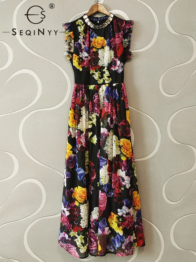 SEQINYY Elegant Midi Dress Summer Spring New Fashion Design Women Runway High Street Beading Vintage Colorful Flowers Print
SEQINYY Elegant Midi Dress Summer Spring New Fashion Design Women Runway High Street Beading Vintage Colorful Flowers Print