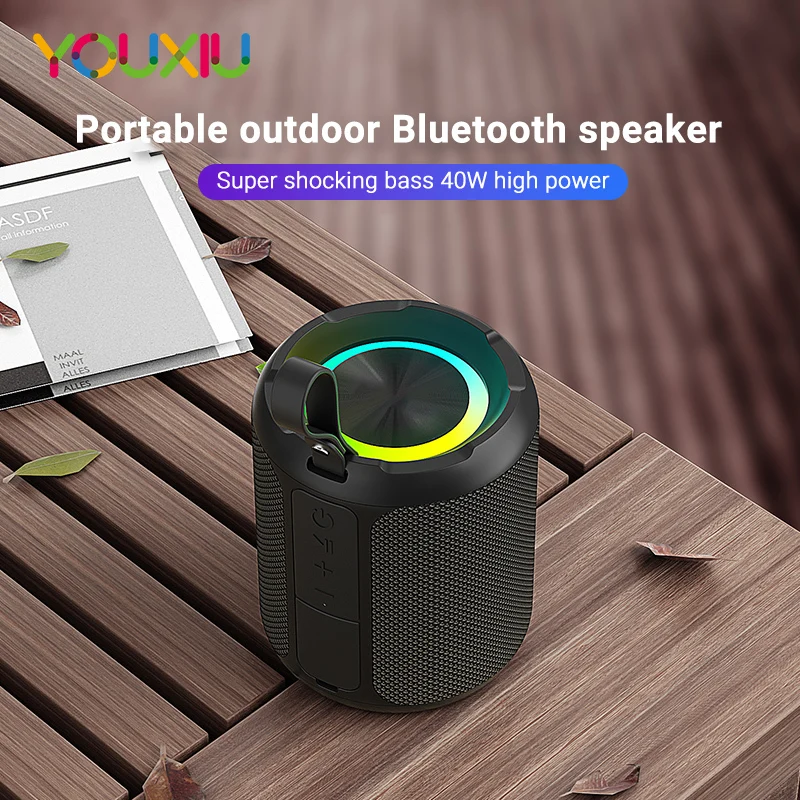 

YOUXIU 40W Portable Bluetooth Speaker Subwoofer 360 Degree Stereo Surround Sound Box Waterproof IPX7 Support TWS AUX Speakers