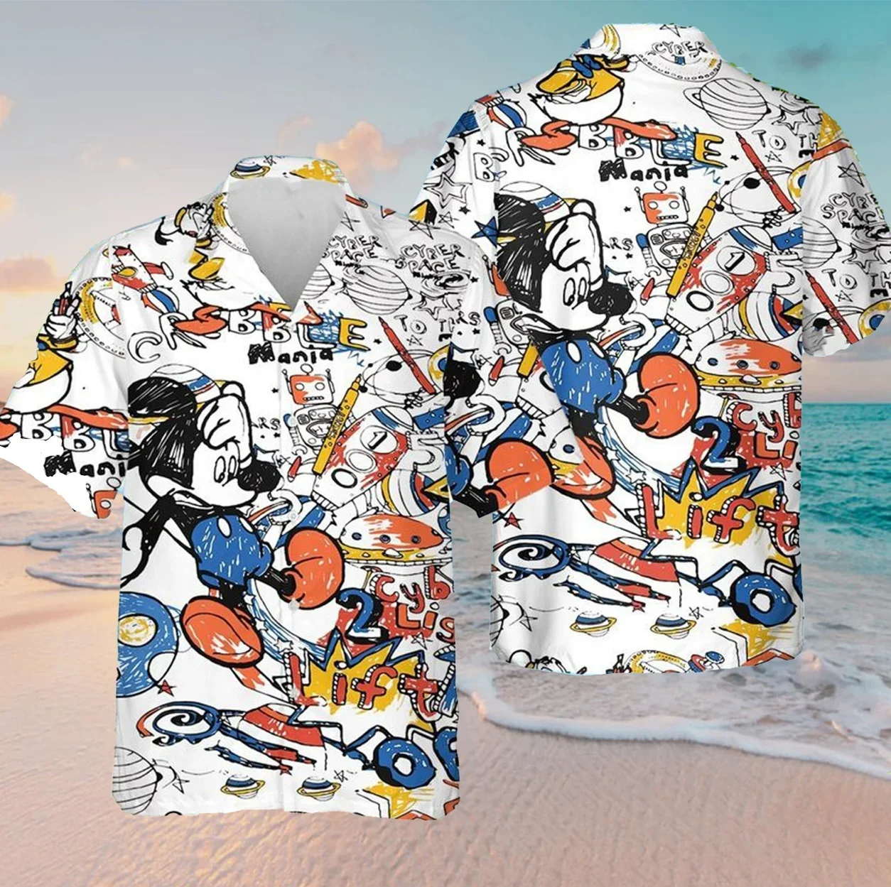 

Mickey Mouse Hawaiian Shirt Men Women Kids Shirt Fashion Button Up Short Sleeve Shirt Disney Hawaiian Shirt Casual Beach Shirt