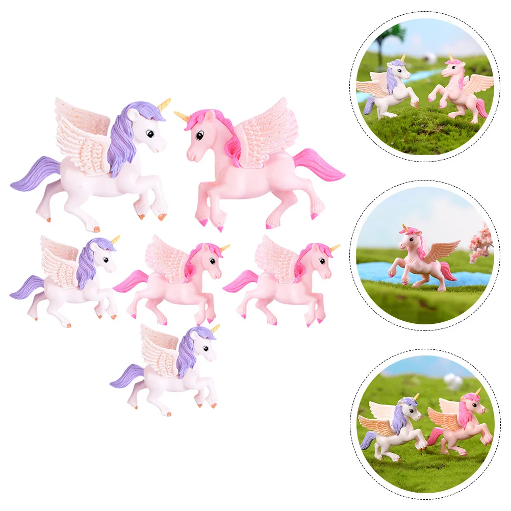 

6pcs Miniature Unicorn Decorations Bonsai Unicorn Models Mini Unicorn Decors