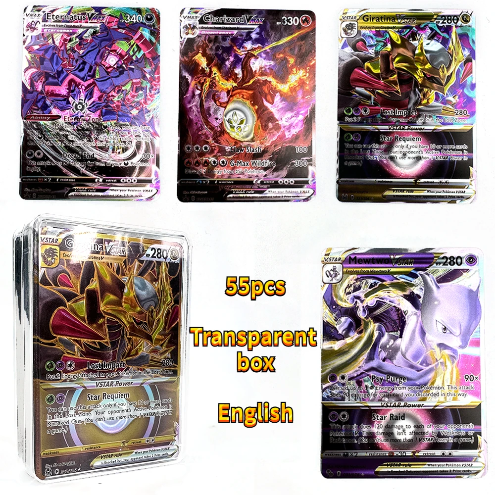 27-55pcs Pokemon Collection Cards Pikachu Charizard Colourful Gold Silver Black English French German Foil Card Battle Trainer
27-55pcs Pokemon Collection Cards Pikachu Charizard Colourful Gold Silver Black English French German Foil Card Battle Trainer