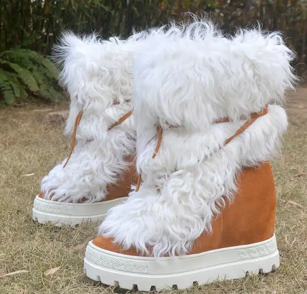 Winter Pure Wool Fur Cross Tied Round Toe Thick Sole Snow Boots Women 10 CM Height Increasing Wedges Short Ankle Boots Shoes
Winter Pure Wool Fur Cross Tied Round Toe Thick Sole Snow Boots Women 10 CM Height Increasing Wedges Short Ankle Boots Shoes