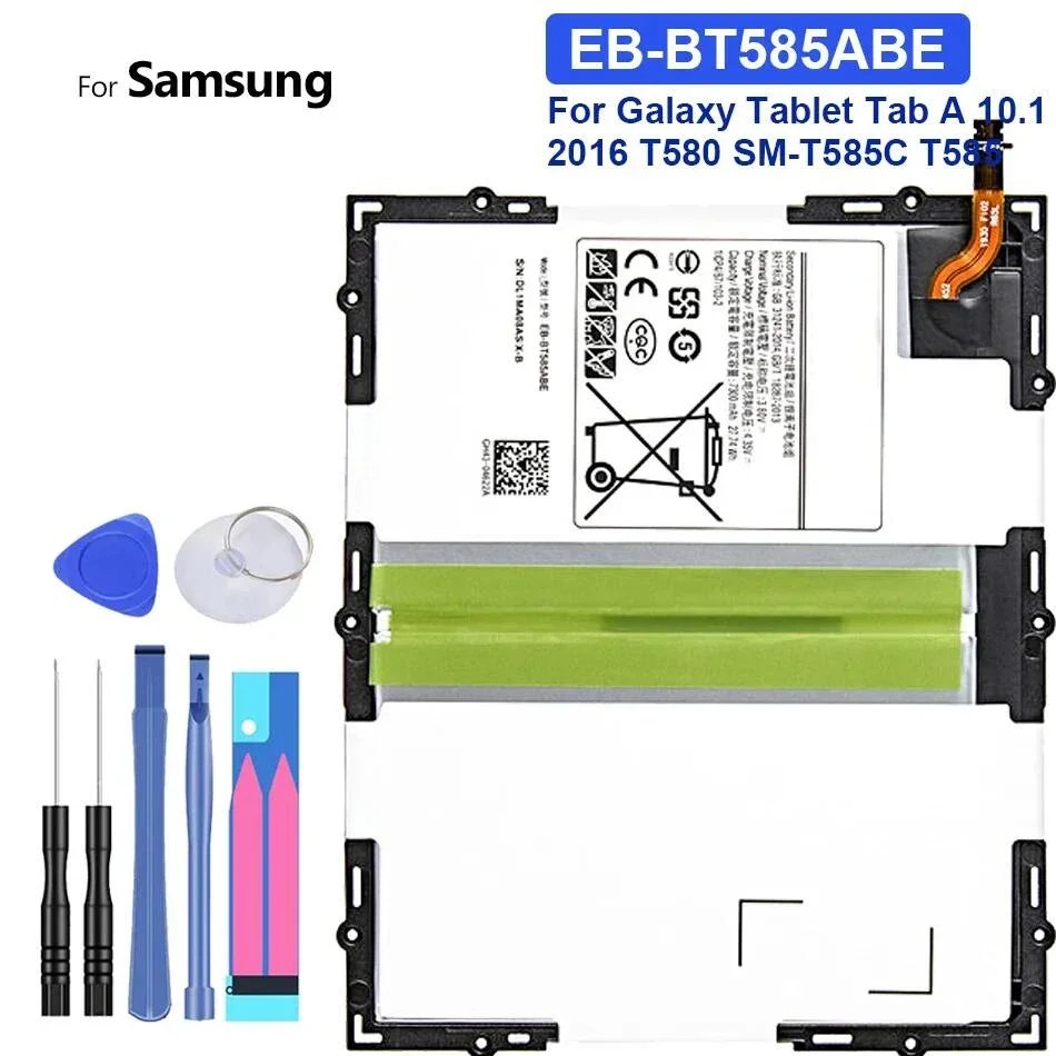 

Для Samsung Galaxy Tablet, Tab A 10,1 2016, T580, SM-T585C, T585, T580N, EB-BT585ABE, 7300 мАч, Высококачественная запасная батарея