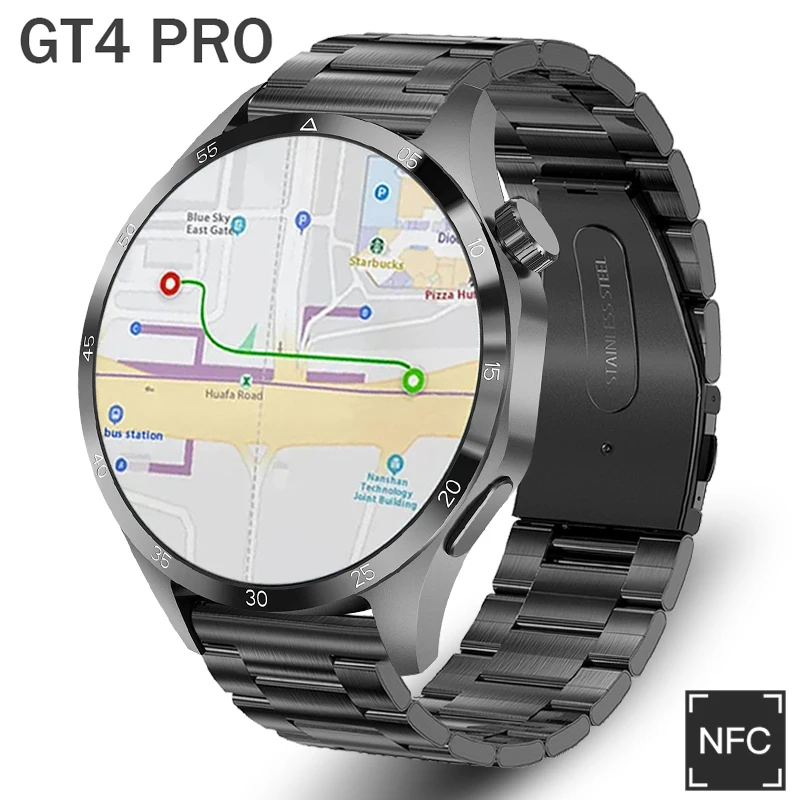 

For HUAWEI GT4 Pro GPS Smart Watch Men Fitness Watch AMOLED Always Display HD Screen NFC BT Call Smartwatch Mens IP68 Waterproof