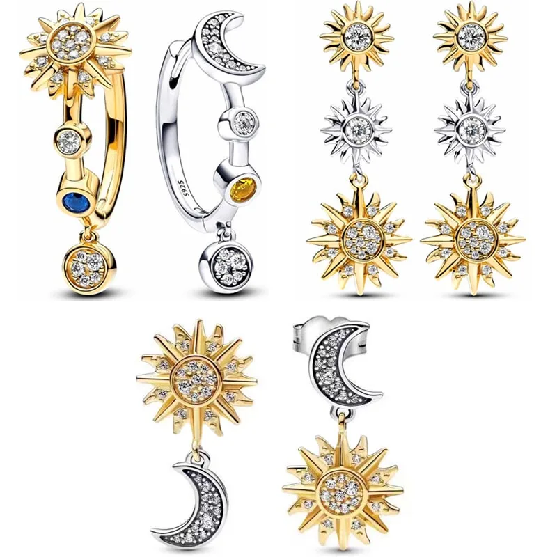 Authentic 925 Sterling Silver Two-tone Shiny Three Layer Sun And Moon Hoop Earring For Women Gift Fashion Jewelry
Authentic 925 Sterling Silver Two-tone Shiny Three Layer Sun And Moon Hoop Earring For Women Gift Fashion Jewelry
