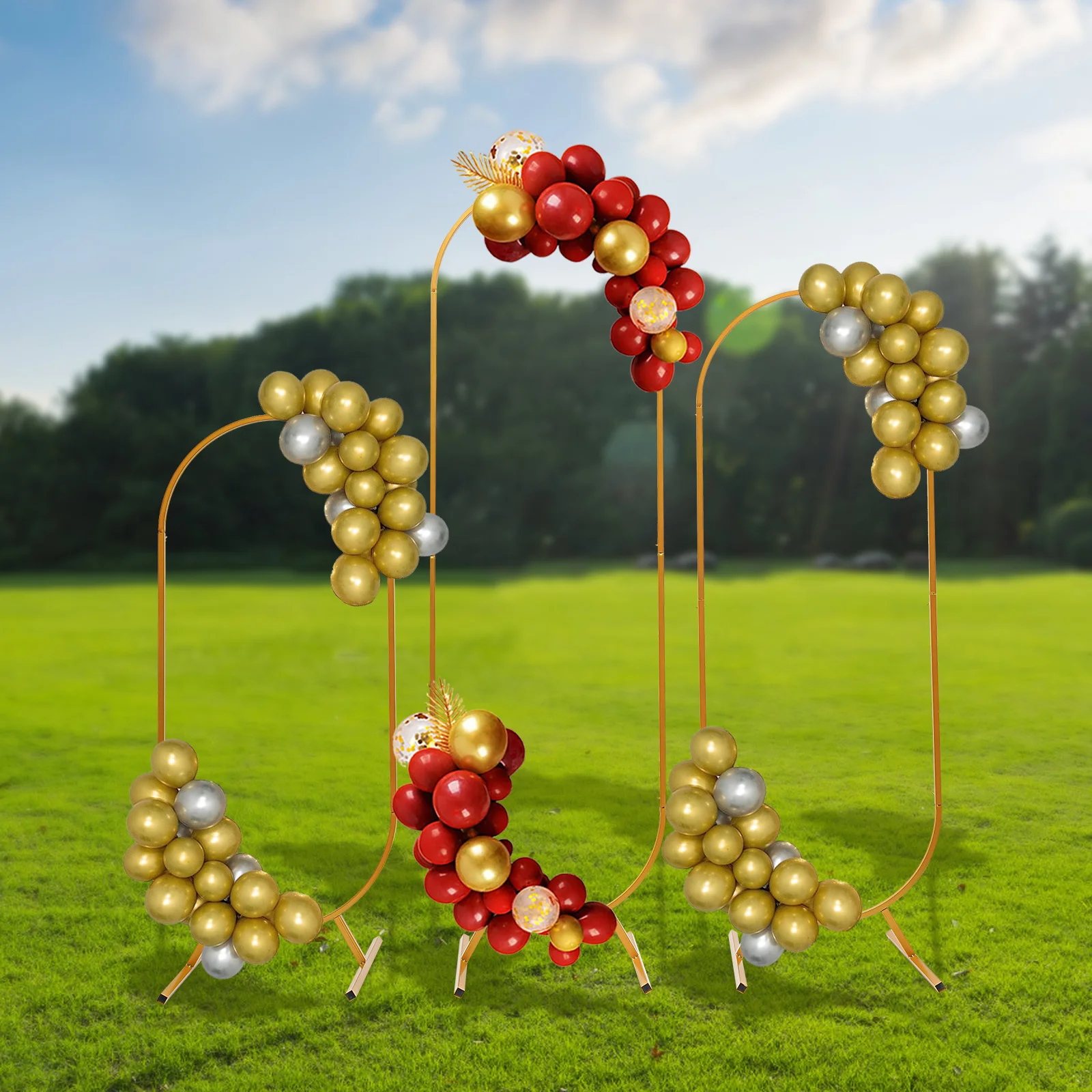 

Gold Metal Arch Decorations Stands Wedding Balloon Arched Backdrop Stands Oval Arch