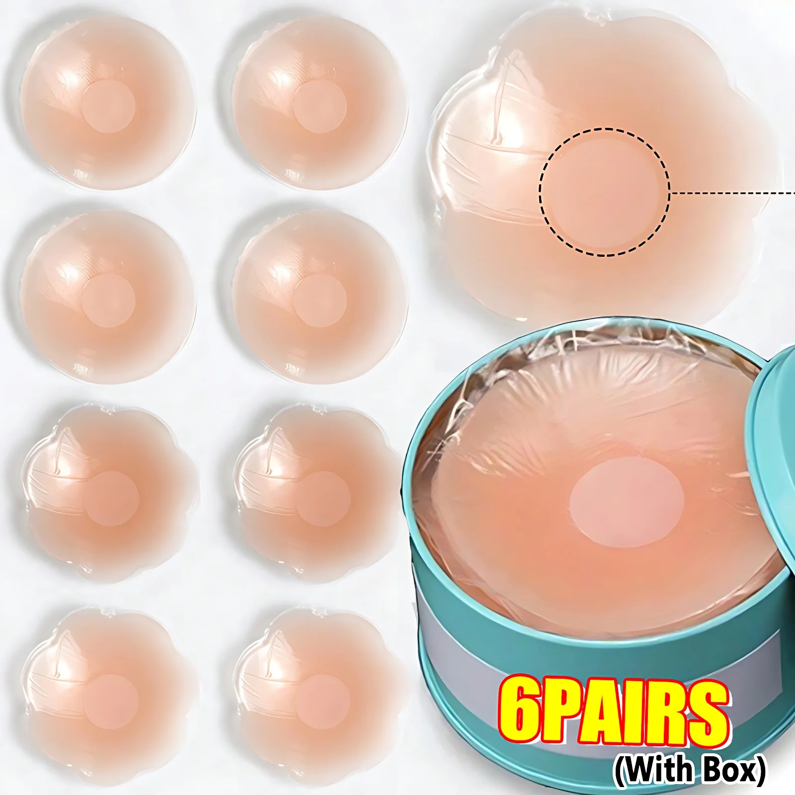 

Reusable Women Breast Petals Lift Nipple Cover Invisible Petal Adhesive Strapless Backless Stick on Bra Silicone Breast Stickers