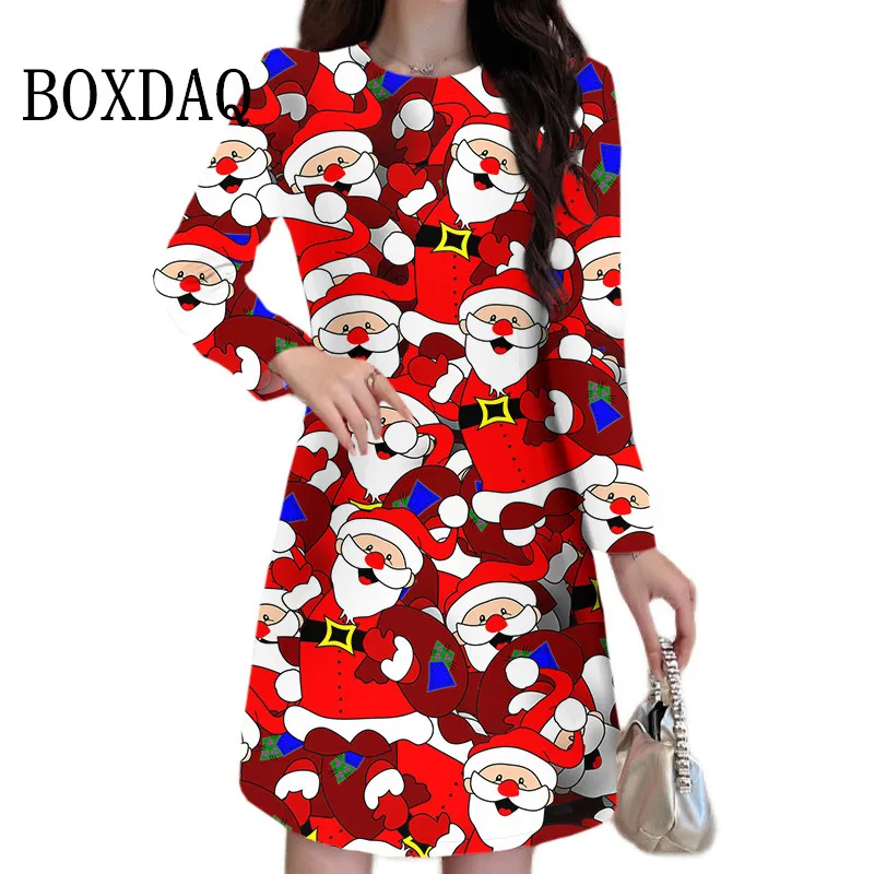 Elegant Lady Cute Kawaii Dress 3D Santa Claus Christmas Party Dress Winter New Long Sleeve O-Neck Mini Casual Clothing Oversized
Elegant Lady Cute Kawaii Dress 3D Santa Claus Christmas Party Dress Winter New Long Sleeve O-Neck Mini Casual Clothing Oversized