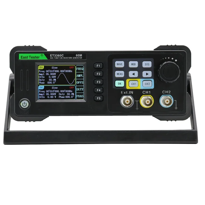 East Tester 60MHz 2-Channel DDS Function Signal Generator 200MSa/s Arbitrary Wave Pulse Signal Source with Frequency Counter
East Tester 60MHz 2-Channel DDS Function Signal Generator 200MSa/s Arbitrary Wave Pulse Signal Source with Frequency Counter
