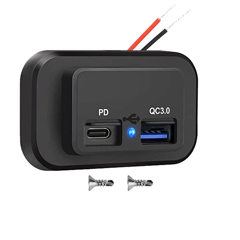 

12V/24V In Car USB Charging Socket Motorhome USB Panel Mobile Charger QC3.0+PD3.0 Fast Charging for RV Bus touring car Boats