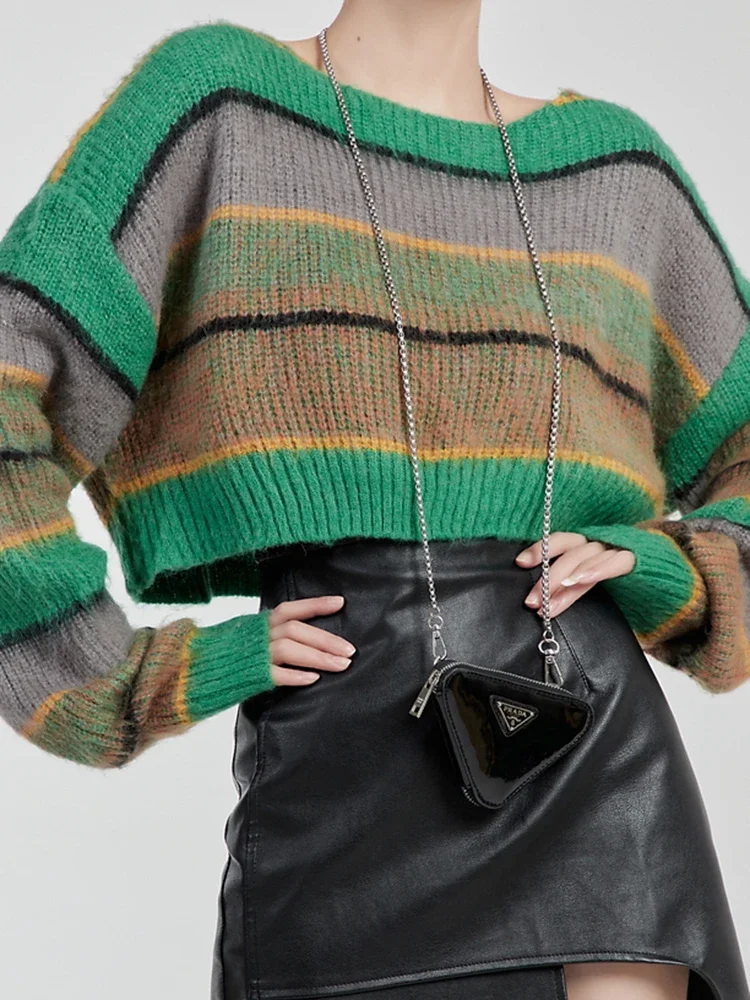 Autumn Loose Vintage Women's Sweater Pullover Striped Color Blocking O-Neck Knitted Short Sweaters for Women Jumper Tops
Autumn Loose Vintage Women's Sweater Pullover Striped Color Blocking O-Neck Knitted Short Sweaters for Women Jumper Tops