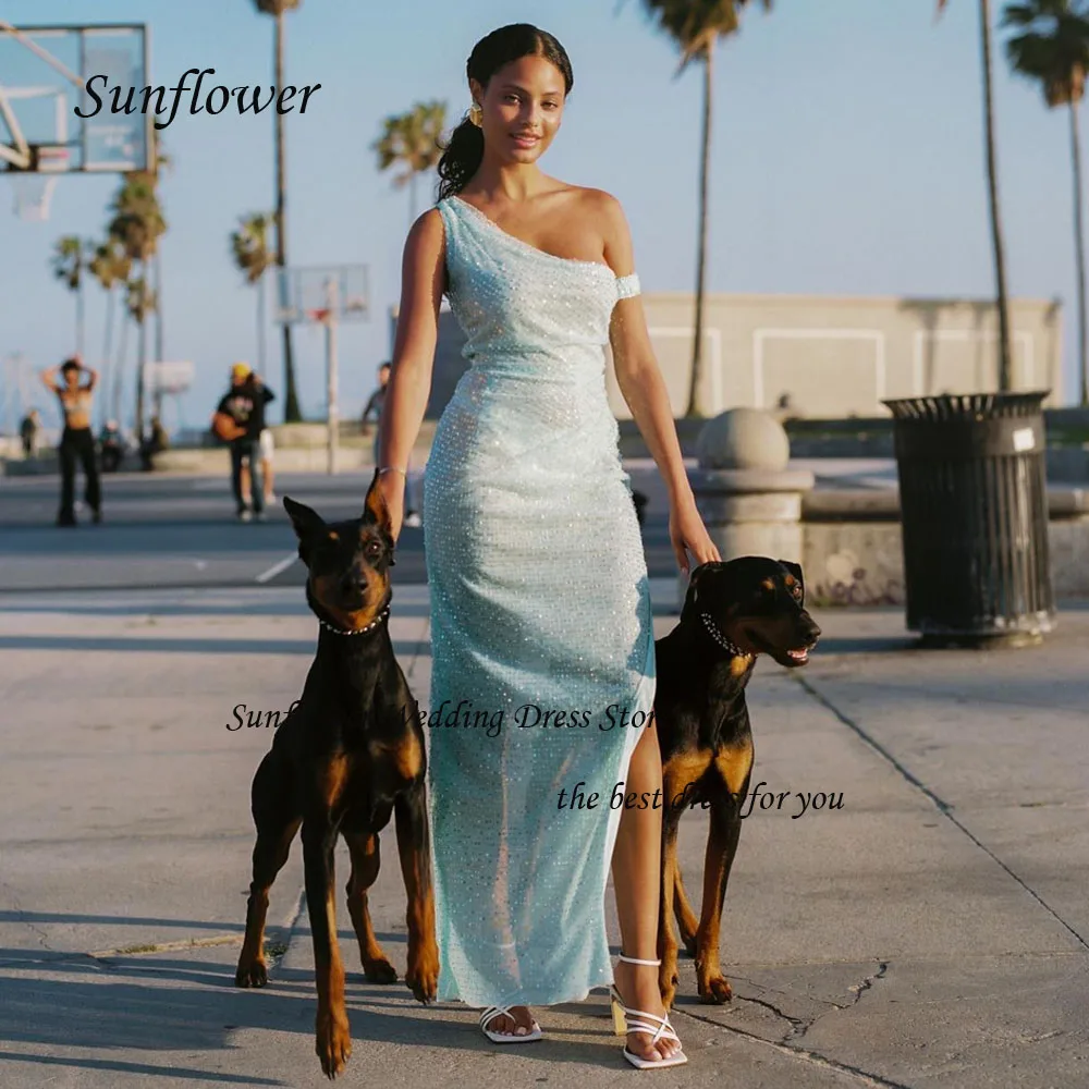 Sunflower One-Shoulder Sleeveless Evening Dress 2023 Slim Lace Prom dress Side Split Mermaid Floor-Length Pary Dress
Sunflower One-Shoulder Sleeveless Evening Dress 2023 Slim Lace Prom dress Side Split Mermaid Floor-Length Pary Dress