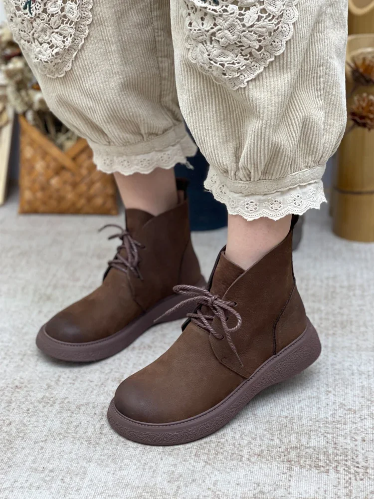 Birkuir Genuine Leather Women Ankle Boots Flats Heel Lace Up Luxury Casual Shoes Thick Heels Ladies Soft Soles Short Boots
Birkuir Genuine Leather Women Ankle Boots Flats Heel Lace Up Luxury Casual Shoes Thick Heels Ladies Soft Soles Short Boots