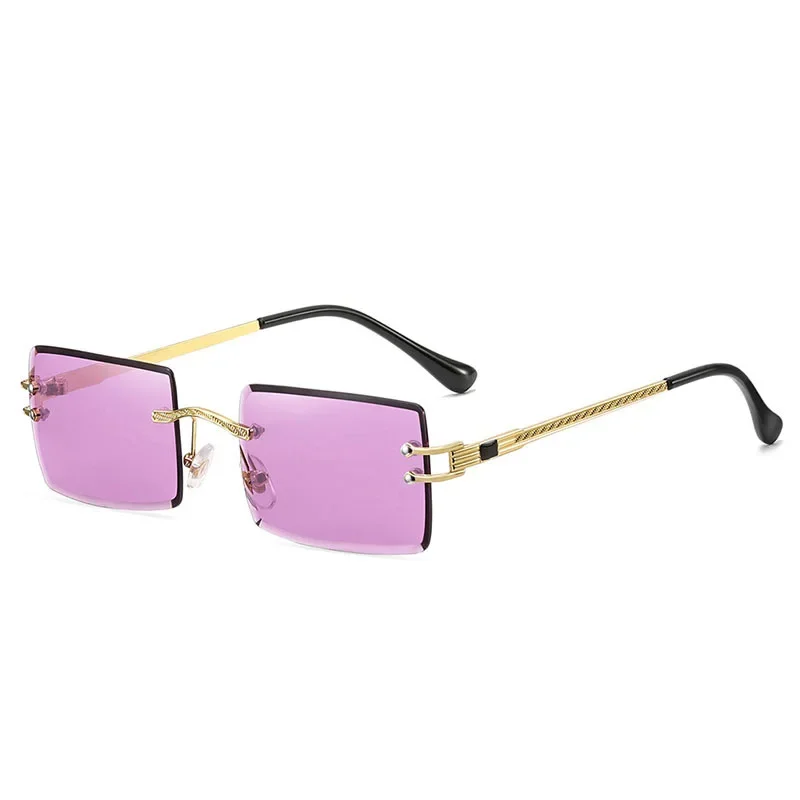 

New Rimless Multicolor Trend Gradient Fashion Sunglasses Personality Hip Hop Ocean Slice Cut Edge Sunglasses