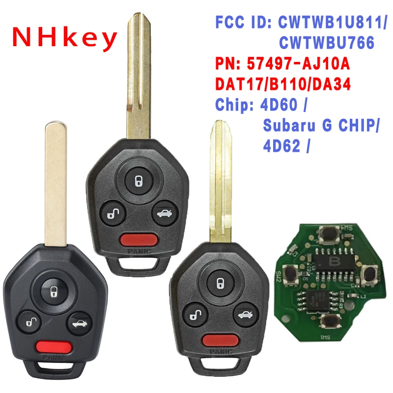 

NHkey ASK 315MHz 4D60/ 4D62/ G Chip CWTWB1U811/CWTWBU766 4 Button Remote Key for Subaru Outback Legacy Forester Impreza Tribeca