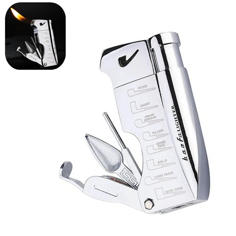 New Multifunctional Flashlight Lighter Metal Butane Gas Turbine Pipe Pipe Lighter Inflatable Cigarette Cigar Gadget for Men
New Multifunctional Flashlight Lighter Metal Butane Gas Turbine Pipe Pipe Lighter Inflatable Cigarette Cigar Gadget for Men