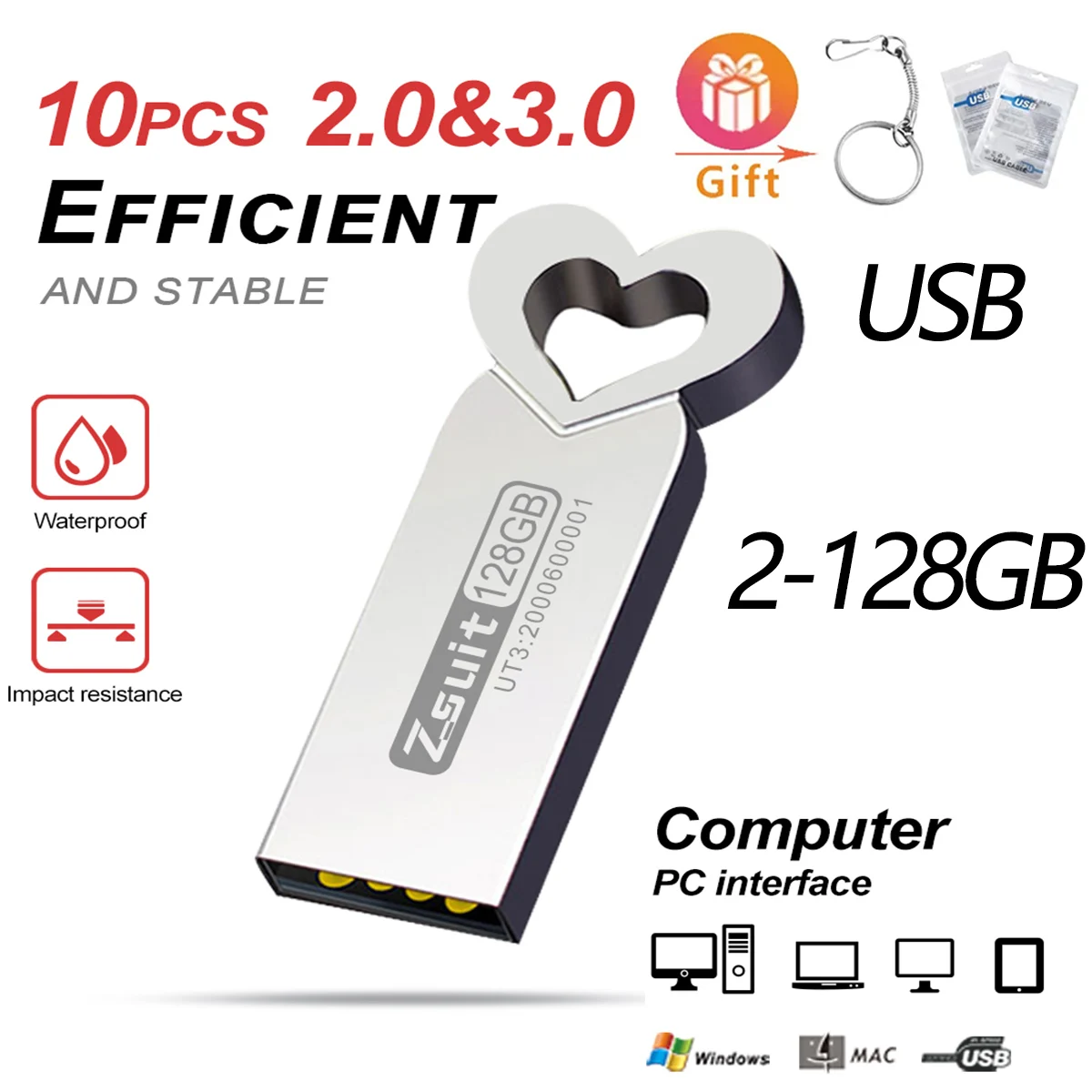 

10PCS/Lot USB Flash Drives 32GB 64GB Pen Drive USB 2.0 High Speed PenDrives Usb Stick 128GB Memory Stick Free Custom Logo Gifts