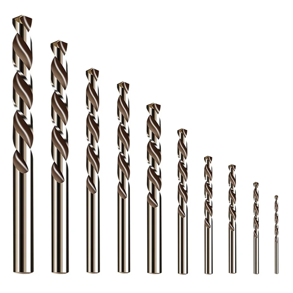 

10pcs Cobalt HSS Drill Bit Set M35 Metalworking Stainless Steel Drilling Tool Accessories Drilling Cutter 1-6mm Dia Round Shank