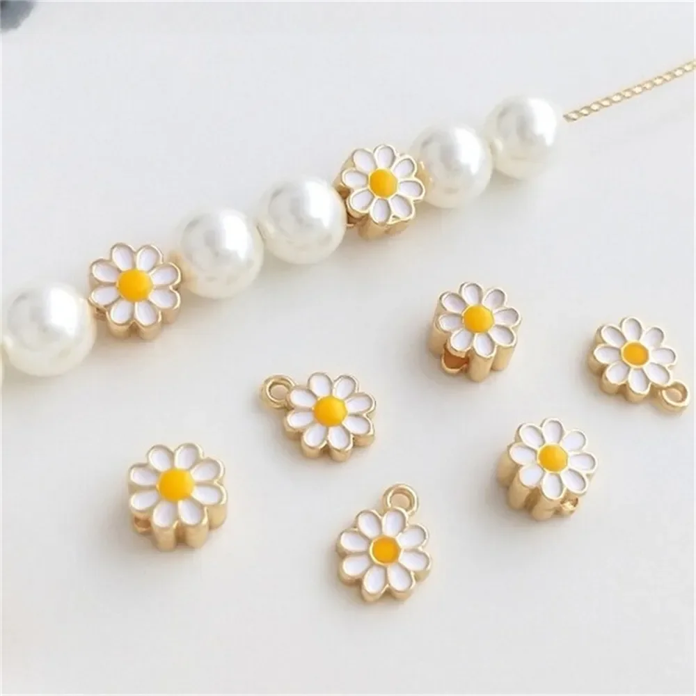 

14K Gold Dropped Daisy Pendant DIY Bracelet Necklace Bracelet Spacer Bead Accessories Handmade Jewelry Materials K432