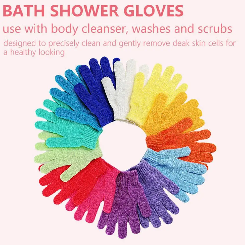 

1pair Body Exfoliating Elastic Gloves Shower Gel Soap Moisturizing Accessories Dirt Cream Shower SPA Dead Skin Cleaning Bat K0F4