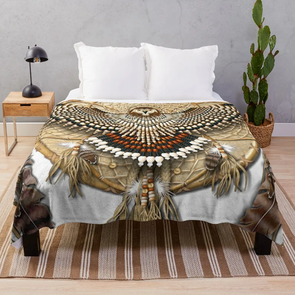 

Red-Tail Hawk Dreamcatcher Mandala Throw Blanket Soft Plaid Blanket For Sofa Furry Blankets Blanket For Decorative Sofa