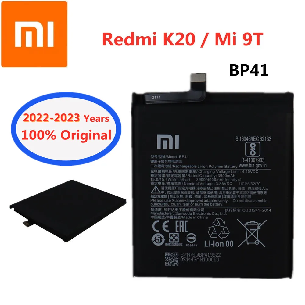 

2023 Years BP41 Xiao mi Original Battery For Xiaomi Redmi K20 Mi 9T Mi9T 4000mAh Replacement Batteries Bateria + Tracking Number