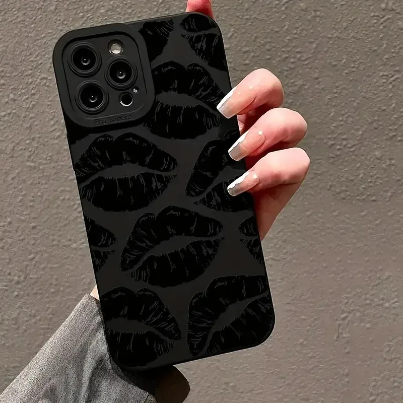 Gothic Style Black Lip Phone Case For iPhone 16 e 15 14 13 12 11 Pro Max Plus Mini X XR XS SE 2020 2022 Shockproof Silicone Case Gothic Style Black Lip Phone Case For iPhone 16 e 15 14 13 12 11 Pro Max Plus Mini X XR XS SE 2020 2022 Shockproof Silicone Case