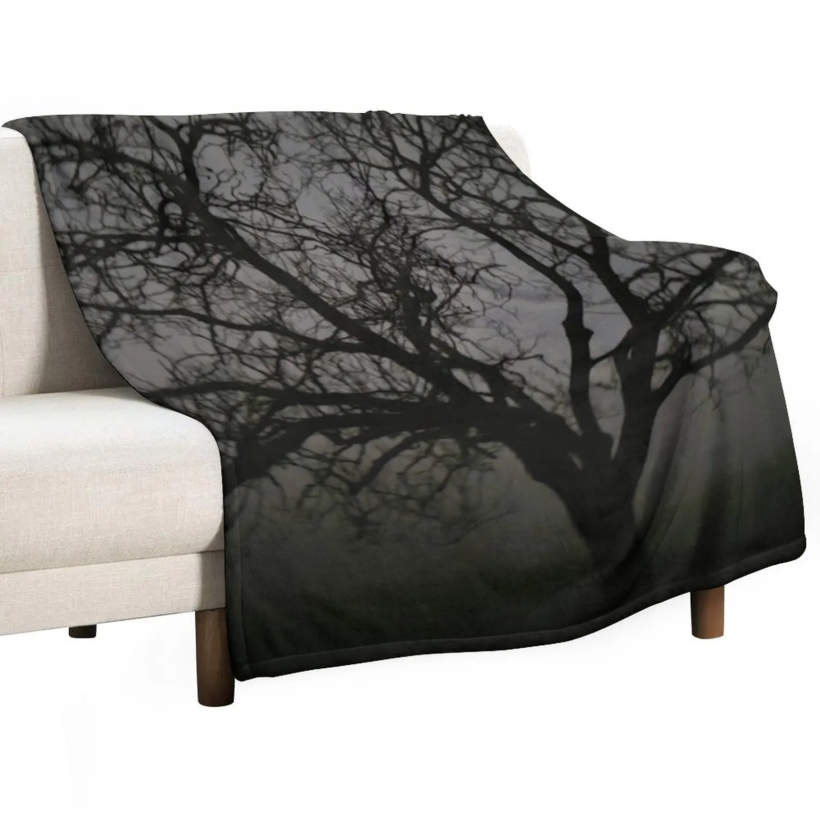 

Creepy Dark Deserted Forest Throw Blanket Flannel Fabric Blanket For Decorative Sofa Dorm Room Essentials