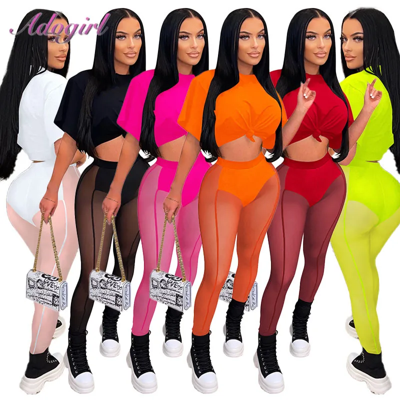 Sexy Sheer Mesh Two Piece Set Women Summer Tracksuit Solid Short Sleeve Crop Tops Leggings Pants Outfit Party Club Matching Sets
Sexy Sheer Mesh Two Piece Set Women Summer Tracksuit Solid Short Sleeve Crop Tops Leggings Pants Outfit Party Club Matching Sets