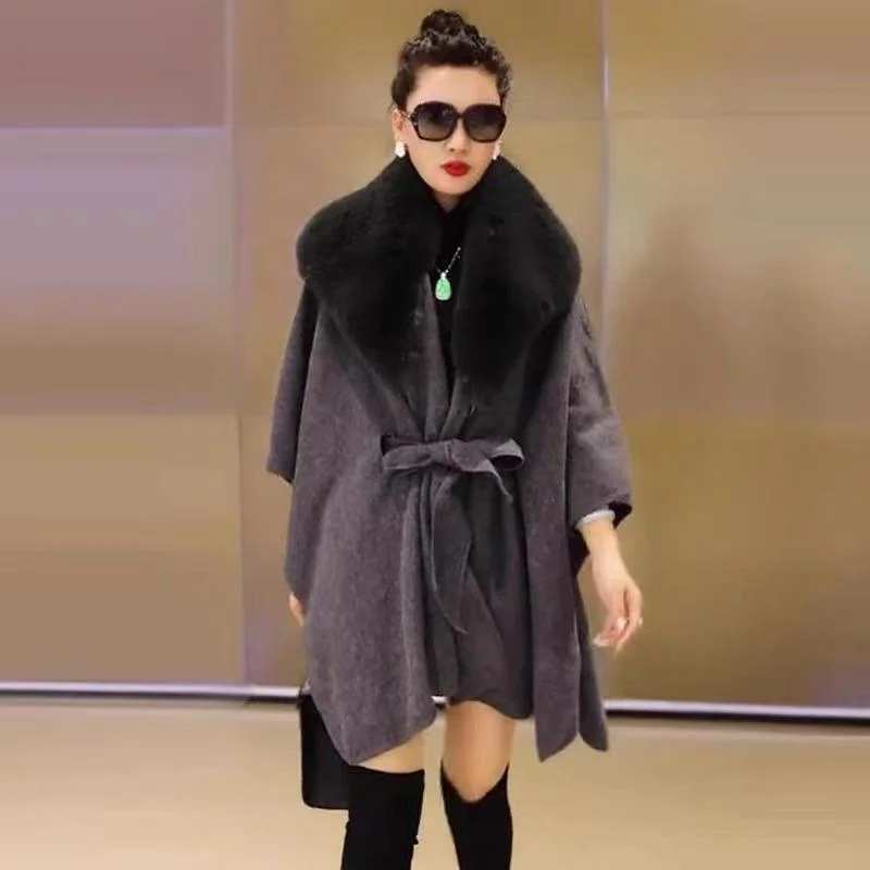 Шаль-накидка Женская шерстяная, осенне-зимняя, с меховым воротником, свободная, с ремнем
Шаль-накидка Женская шерстяная, осенне-зимняя, с меховым воротником, свободная, с ремнем