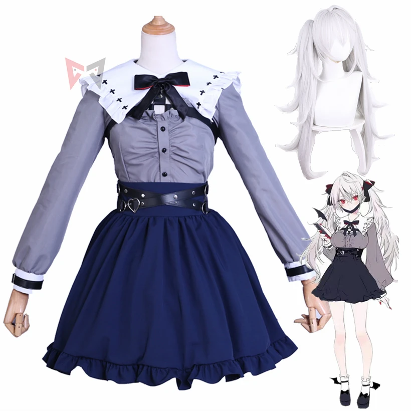 

New Anime Vtuber Kuzuha Cosplay Costume Shirt Skirt Hairpins Wig For Girl Women