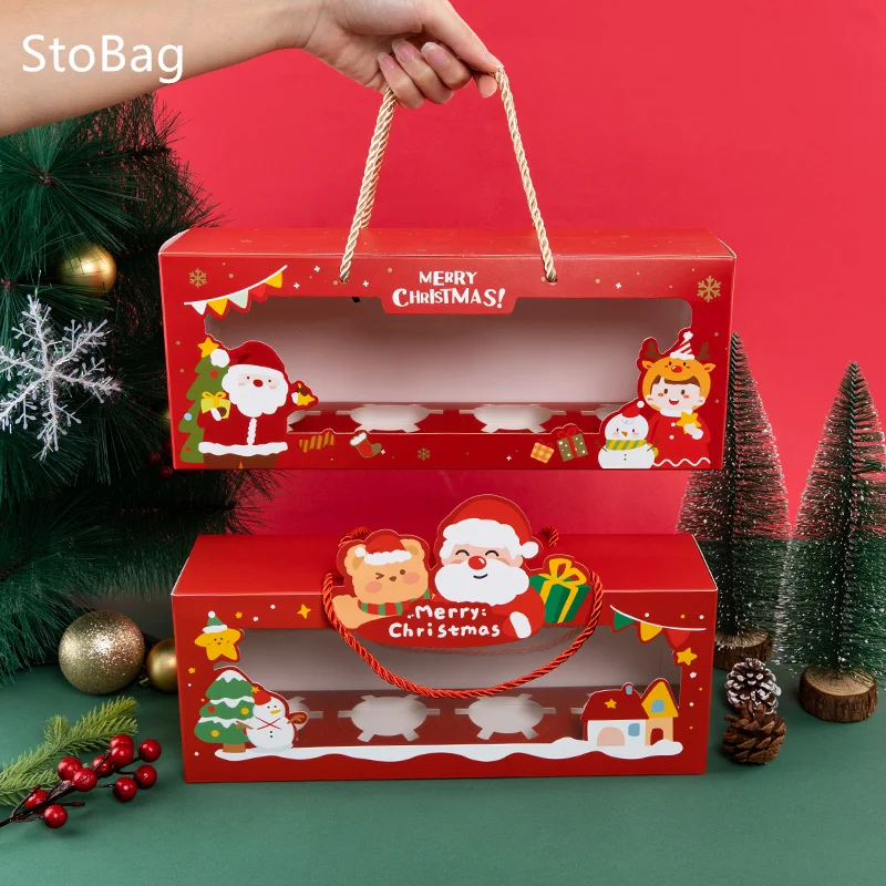 

StoBag-Christmas Red Transparent Paper Cup Portable Cartons Spring Festival Party Supply Snack Super Packaging 33cm 5 Pcs 10Pcs