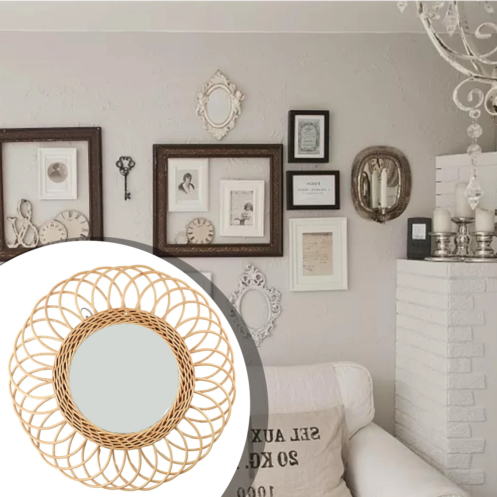 Wall Mirror Rattan Round Mirror Home Decoration 40x40cm 740g Rattan Round Dressing Mirror Hand-woven Decorative
Wall Mirror Rattan Round Mirror Home Decoration 40x40cm 740g Rattan Round Dressing Mirror Hand-woven Decorative