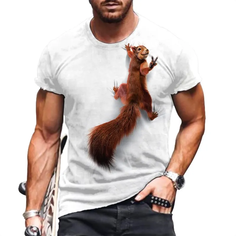 

Men's T-Shirt 3D Cute Squirrel Print Short Sleeve Tops Street Casual Tops T Shirt Streetwear Oversized Tee Shirt Men Clothing