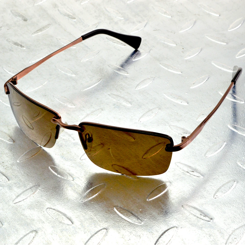 

Alloy Rimless Brown Polarized Sunglasses Uv400 Uv100% Mens Shield Sports Brown Lenses Sun Glasses Outdoor Driving Fish
