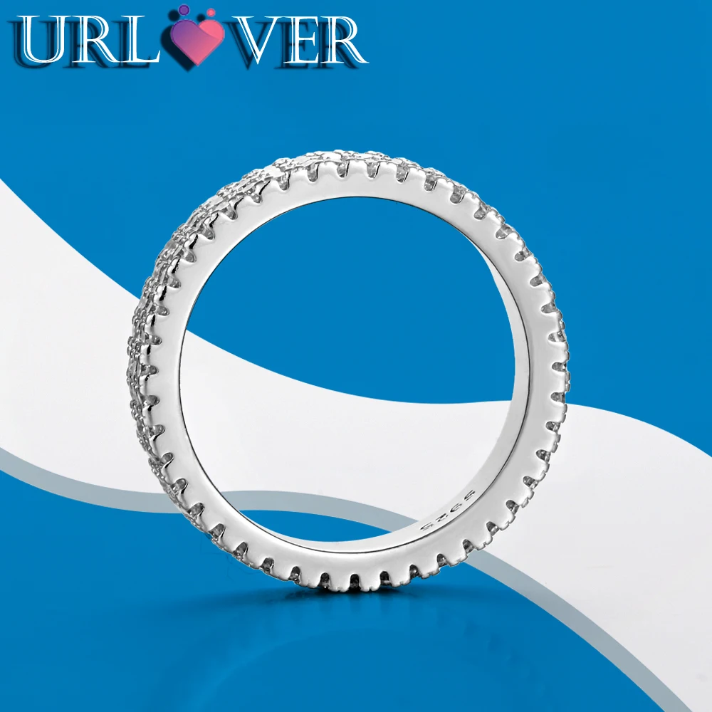 

URLOVER D Color Full Moissanite Ring s925 Sterling Sliver Excellent Cut Lab Diamond Rings for Women Wedding Bands Jewelry Gifts