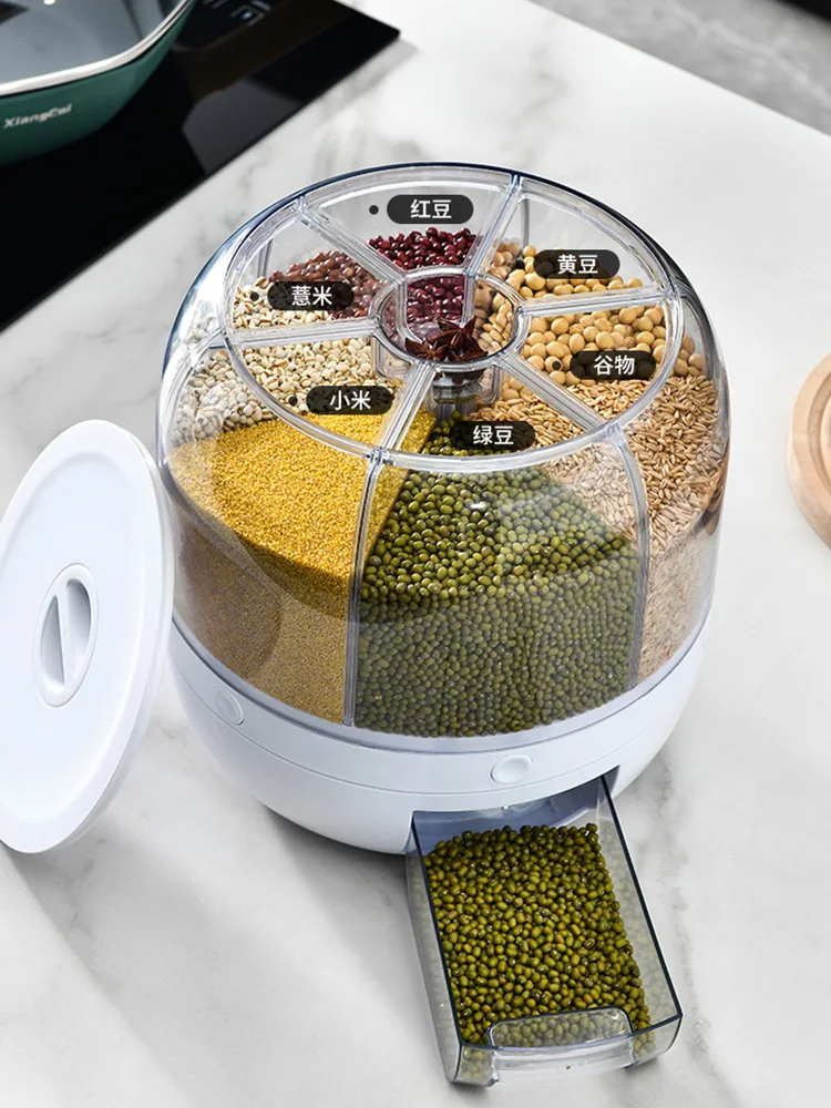 Grain and Miscellaneous Grain Storage Box Rotary Partition Sealed Jar Food Grade Plastic Storage Food Kitchen Rice Jars with Lid
Grain and Miscellaneous Grain Storage Box Rotary Partition Sealed Jar Food Grade Plastic Storage Food Kitchen Rice Jars with Lid