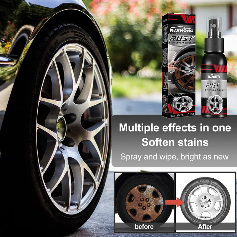 

30/100ml Rust Remover Spray Metal Surface Chrome Paint Car Wheel Maintenance Iron Powder Cleaning Super Rust Remover Cleaner